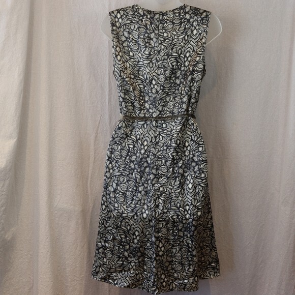 Beth Bowley Floral Print 100% Silk Shift Velvet Tie Waist Dress 10 - Picture 8 of 12